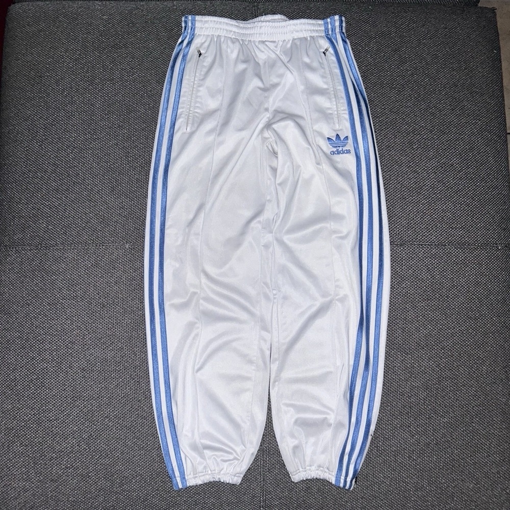 Vintage Adidas Originals White /Blue Trefoil Track Sweatpants Women's XL Rare